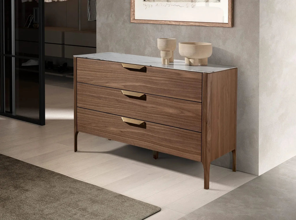 Commode effet marbre en noyer et fibre de verre Angel cerda