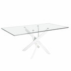 Table à manger rectangulaire verre trempé et acier blanc Angel cerda