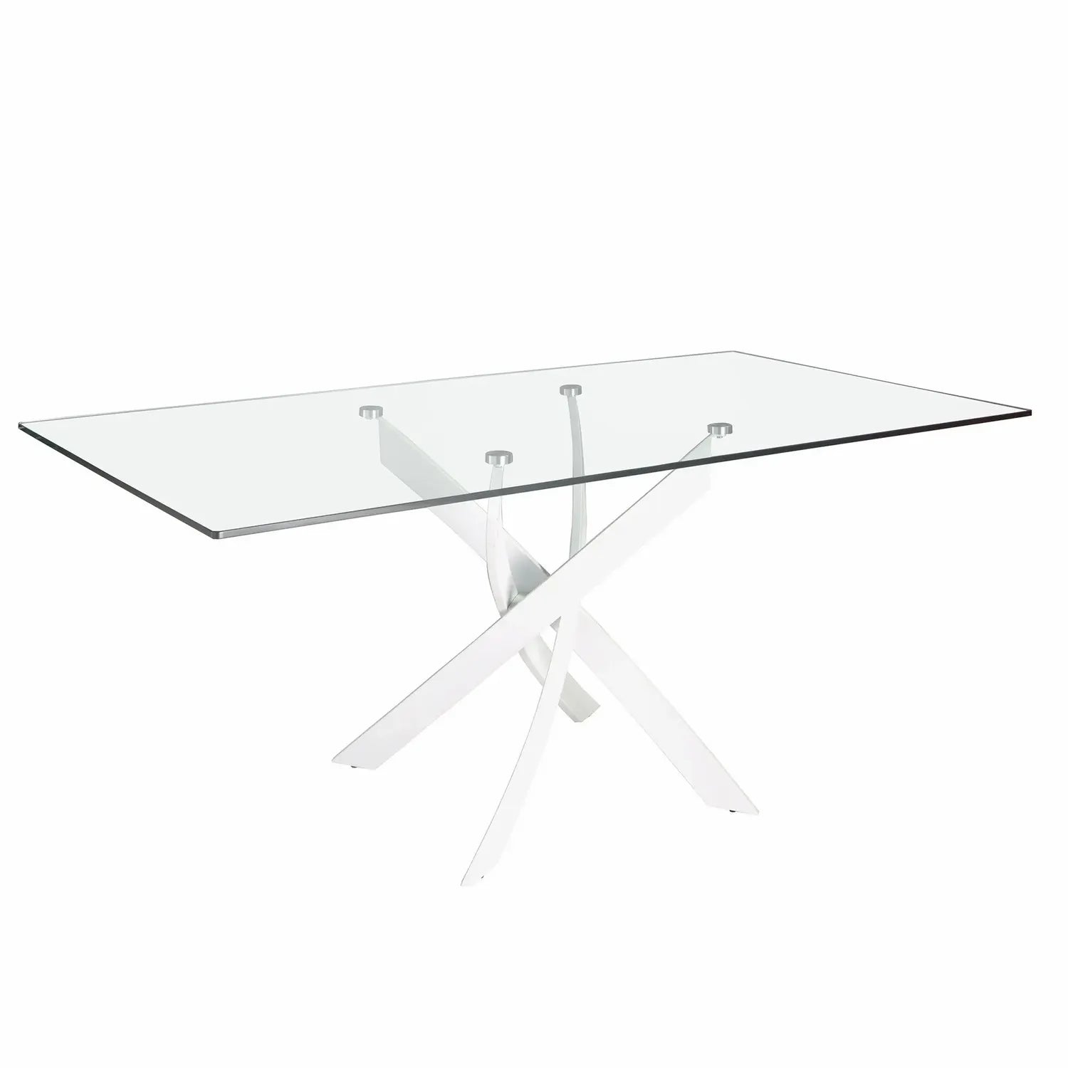 Table à manger rectangulaire verre trempé et acier blanc Angel cerda
