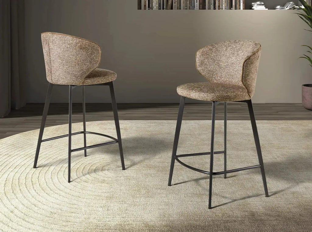 Tabouret en tissu marron chiné DecoNovis