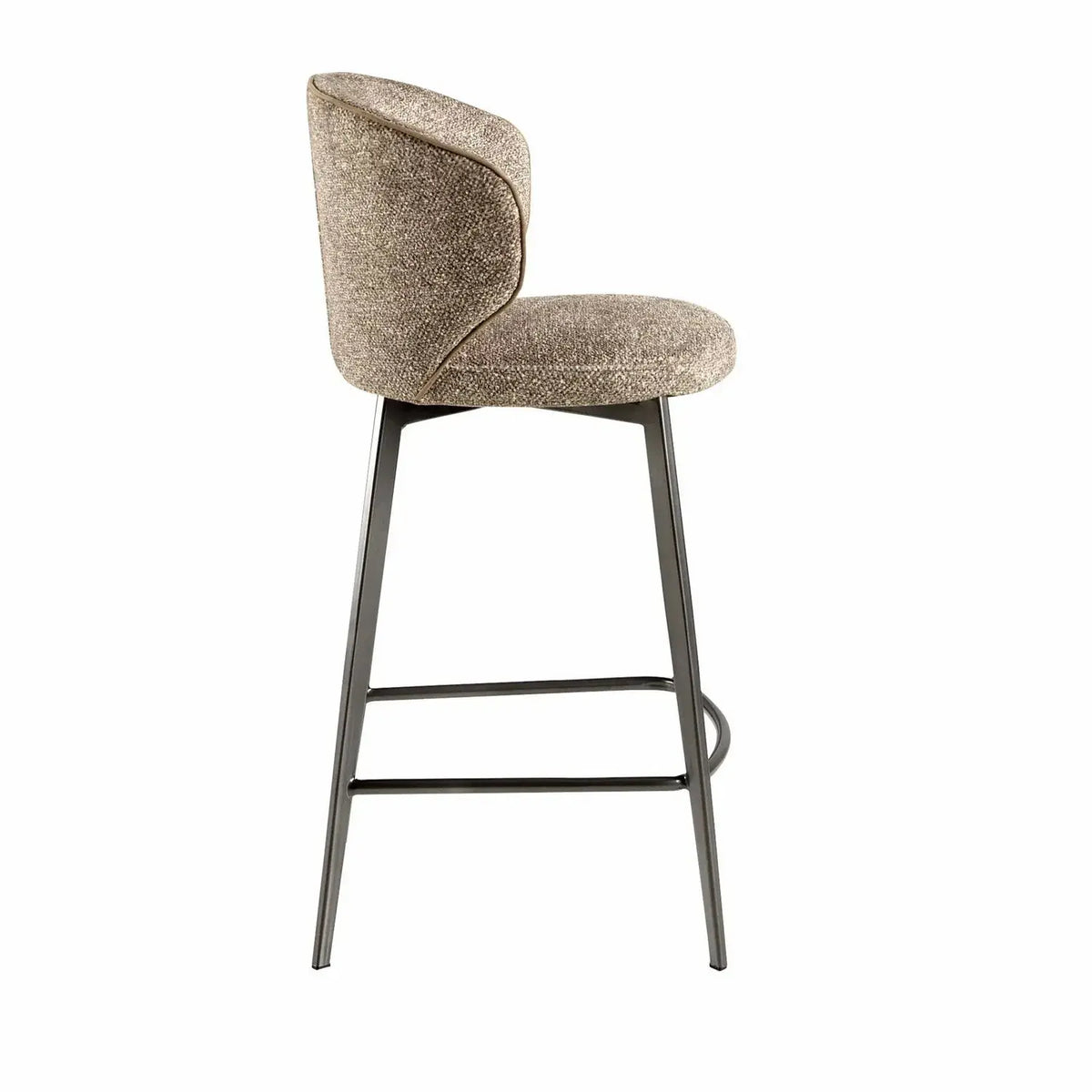 Tabouret en tissu marron chiné DecoNovis
