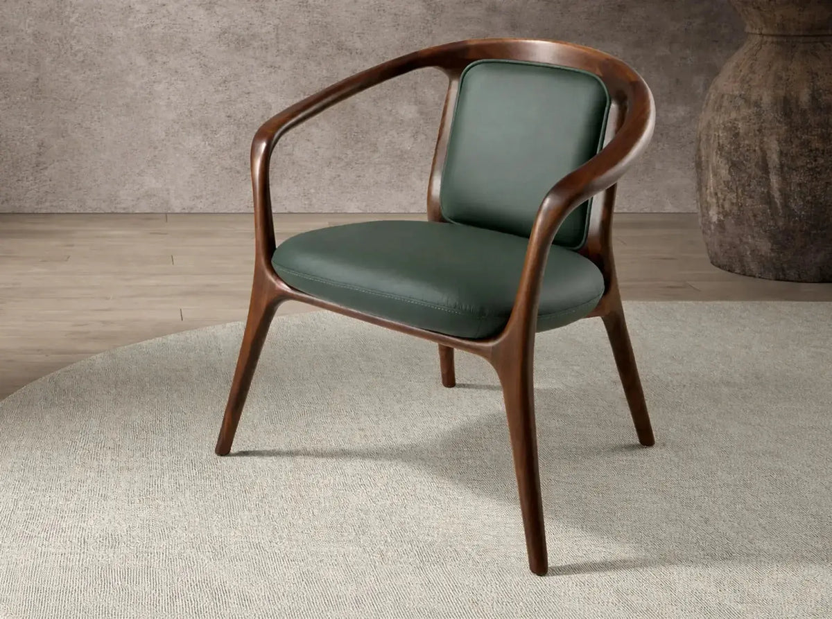 Chaise en cuir vert foncé DecoNovis