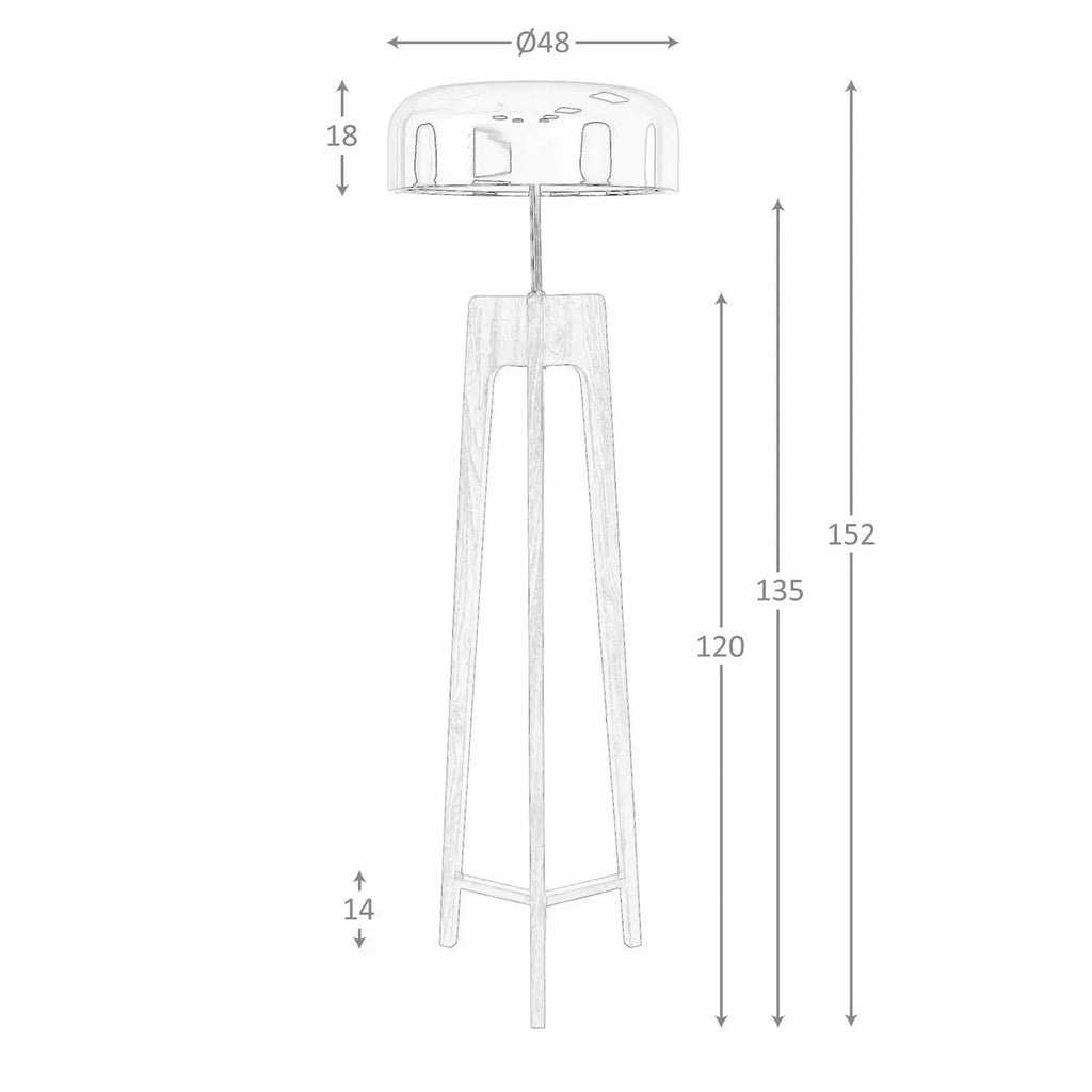 Lampadaire en aluminium noir et blanc et bois de pin couleur noyer fait mains DecoNovis