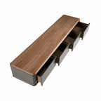 Meuble TV en bois gris foncé mat, acier noir et plateau en noyer Angel cerda