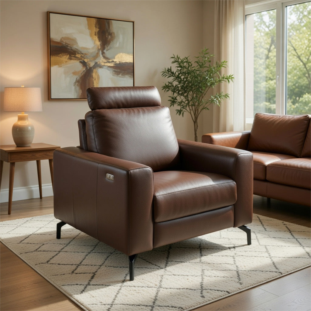 Fauteuil relax en cuir chocolat Angel cerda