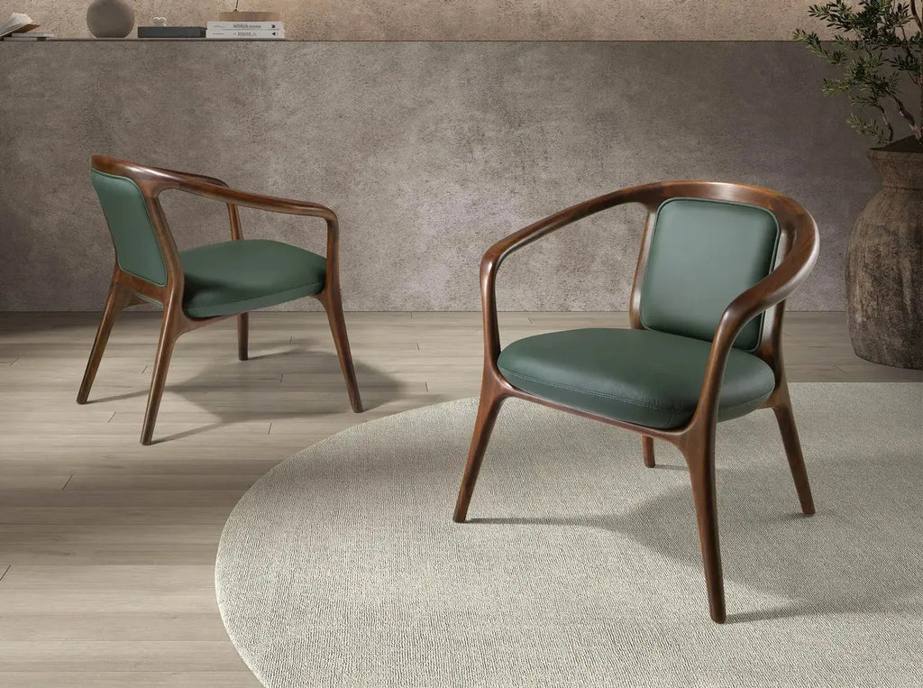 Chaise en cuir vert foncé DecoNovis