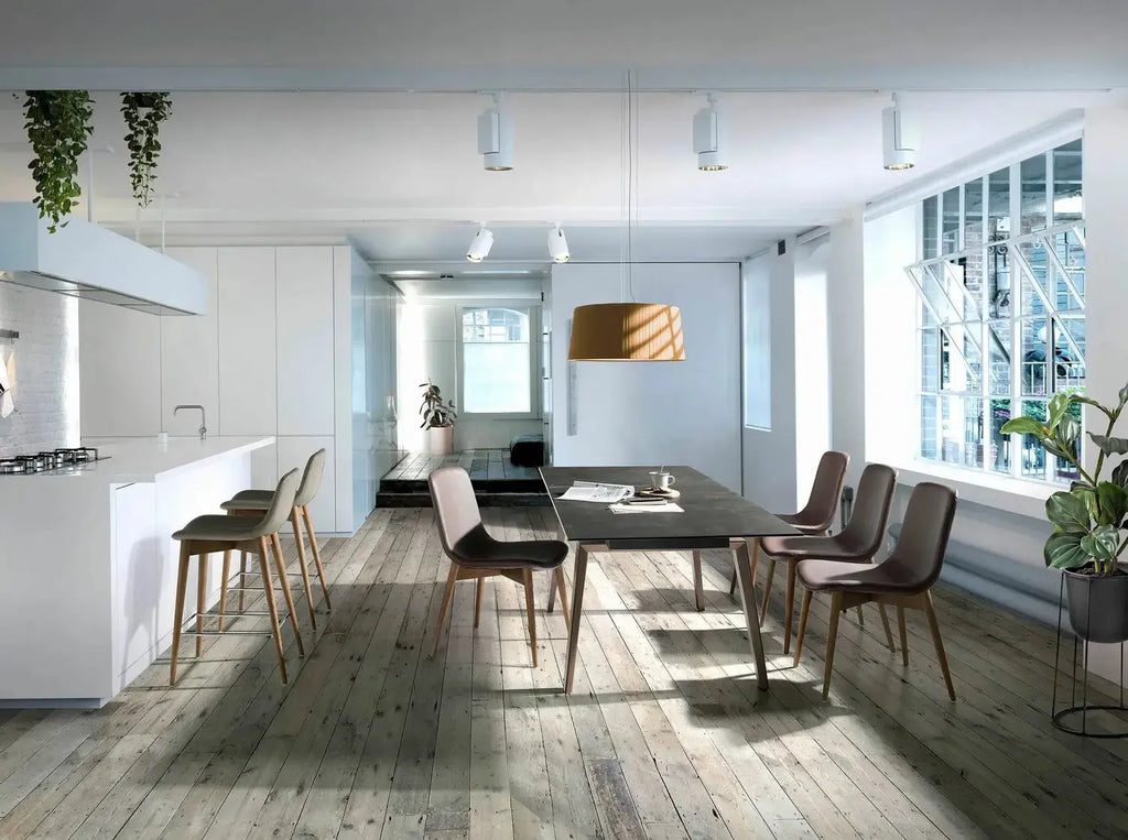 Tabouret rembourré en similicuir latte DecoNovis