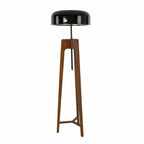 Lampadaire en aluminium noir et blanc et bois de pin couleur noyer fait mains DecoNovis