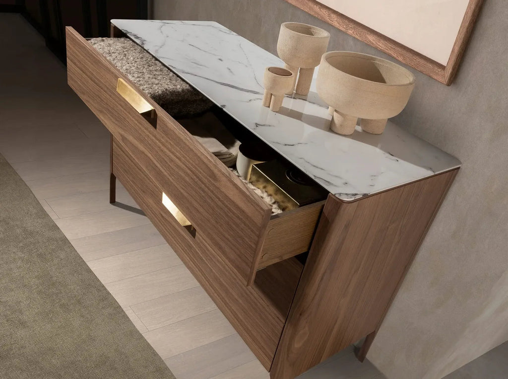 Commode effet marbre en noyer et fibre de verre Angel cerda