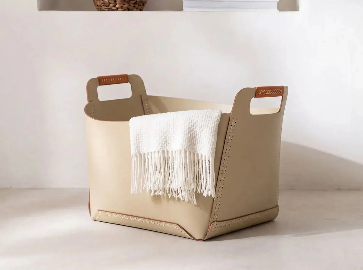 Panier de rangement en cuir fait mains DecoNovis