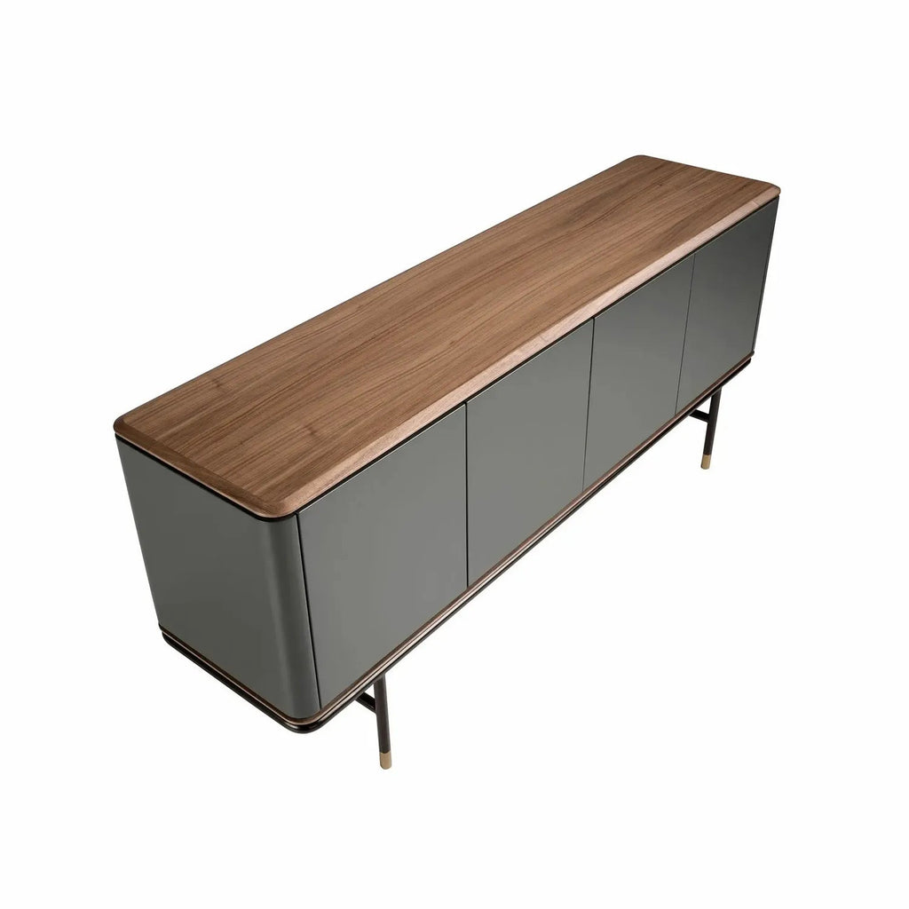 Buffet en bois gris foncé, acier noir et plateau en noyer Angel cerda