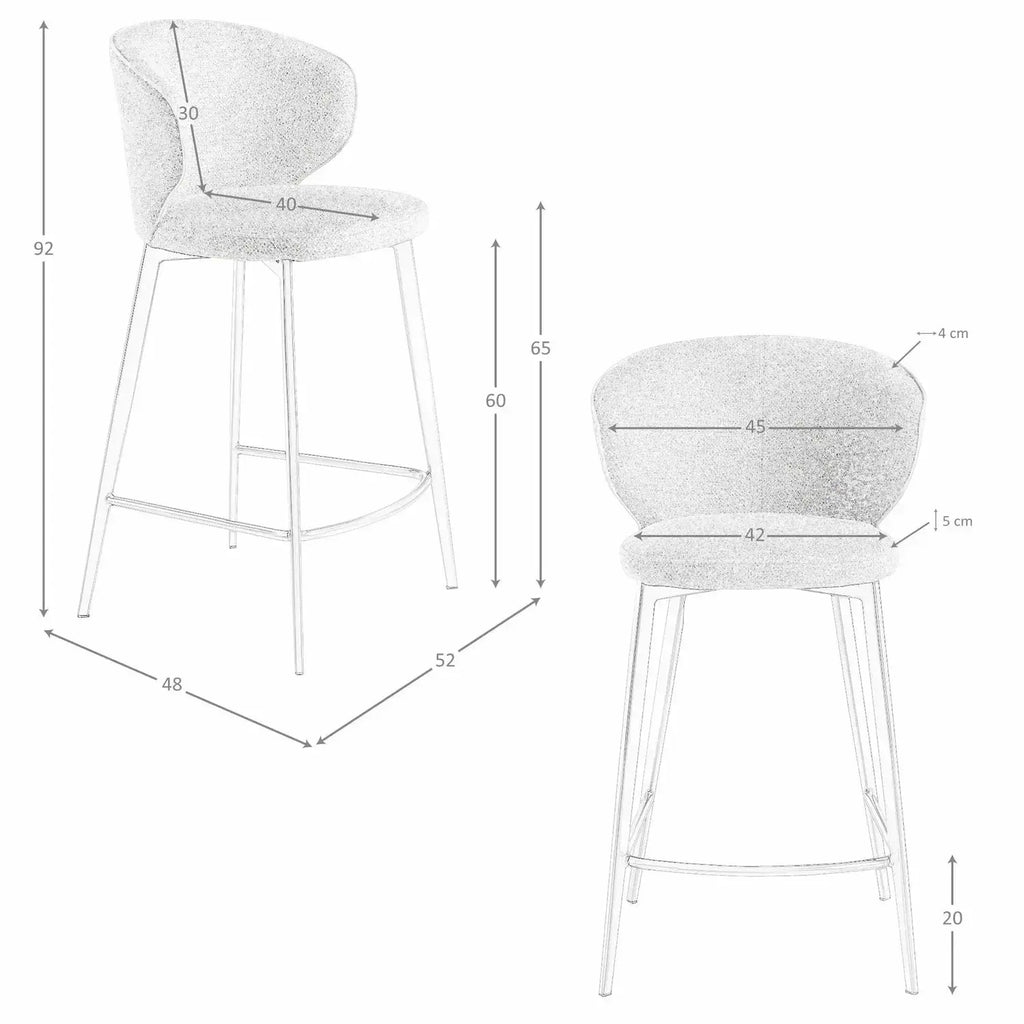 Tabouret en tissu marron chiné DecoNovis
