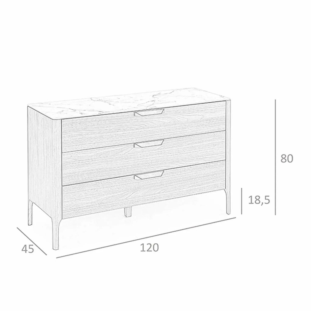 Commode effet marbre en noyer et fibre de verre Angel cerda