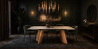Table de salle à manger rectangulaire à rallonge en marbre porcelaine DecoNovis