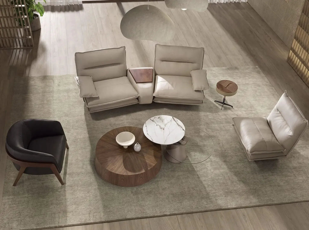 Fauteuil pivotant en cuir gris taupe Angel cerda