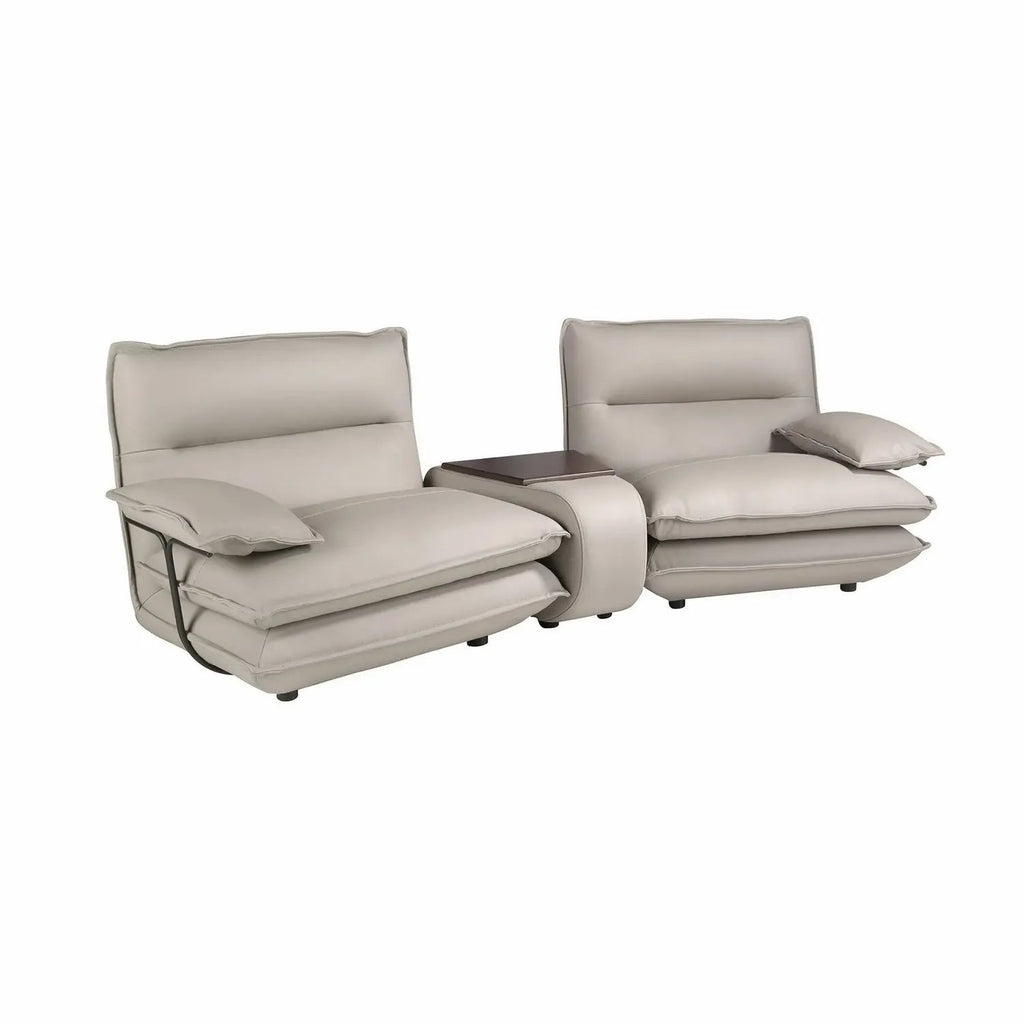 Canapé 2 places en cuir gris taupe DecoNovis