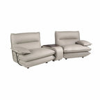 Canapé 2 places en cuir gris taupe DecoNovis