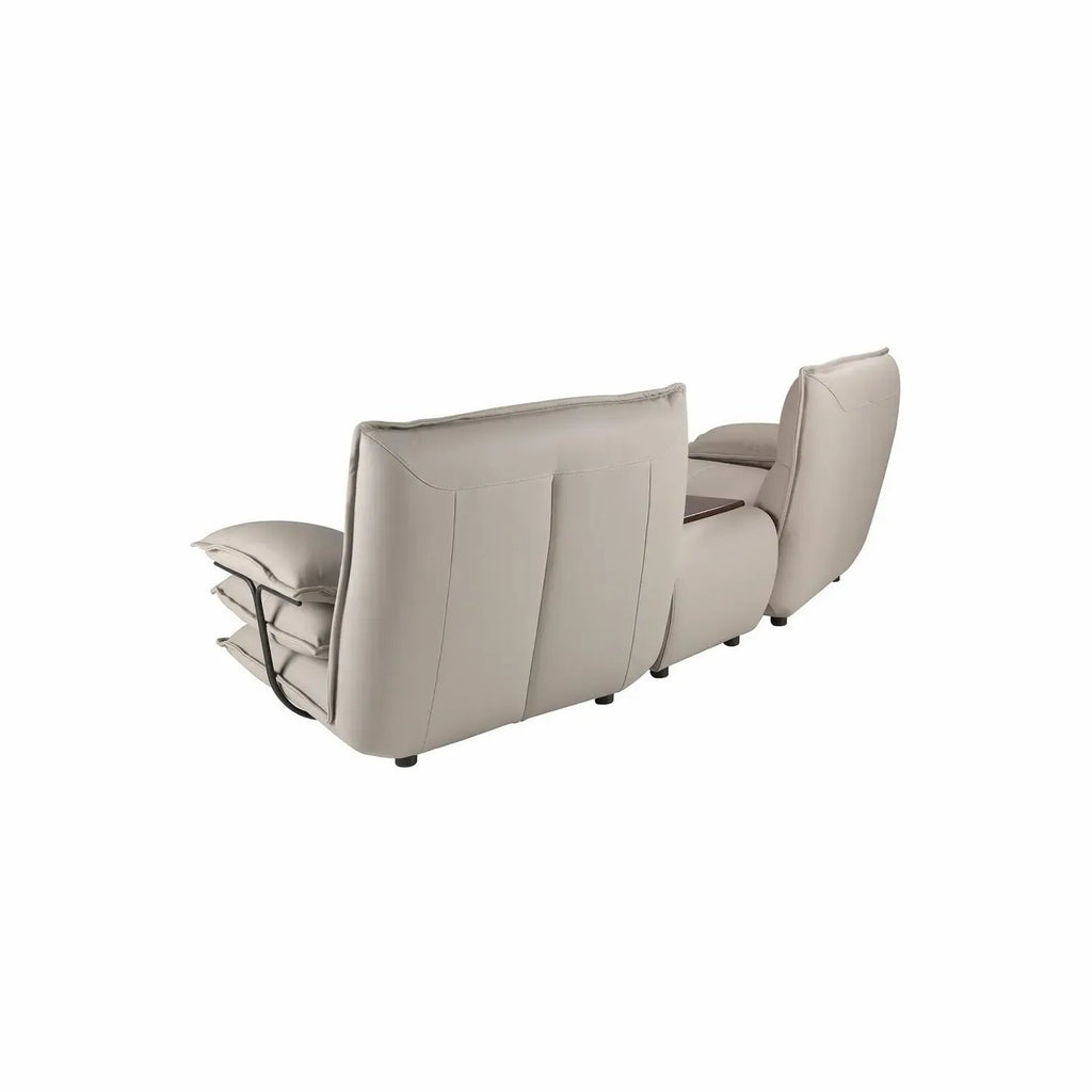 Canapé 2 places en cuir gris taupe DecoNovis