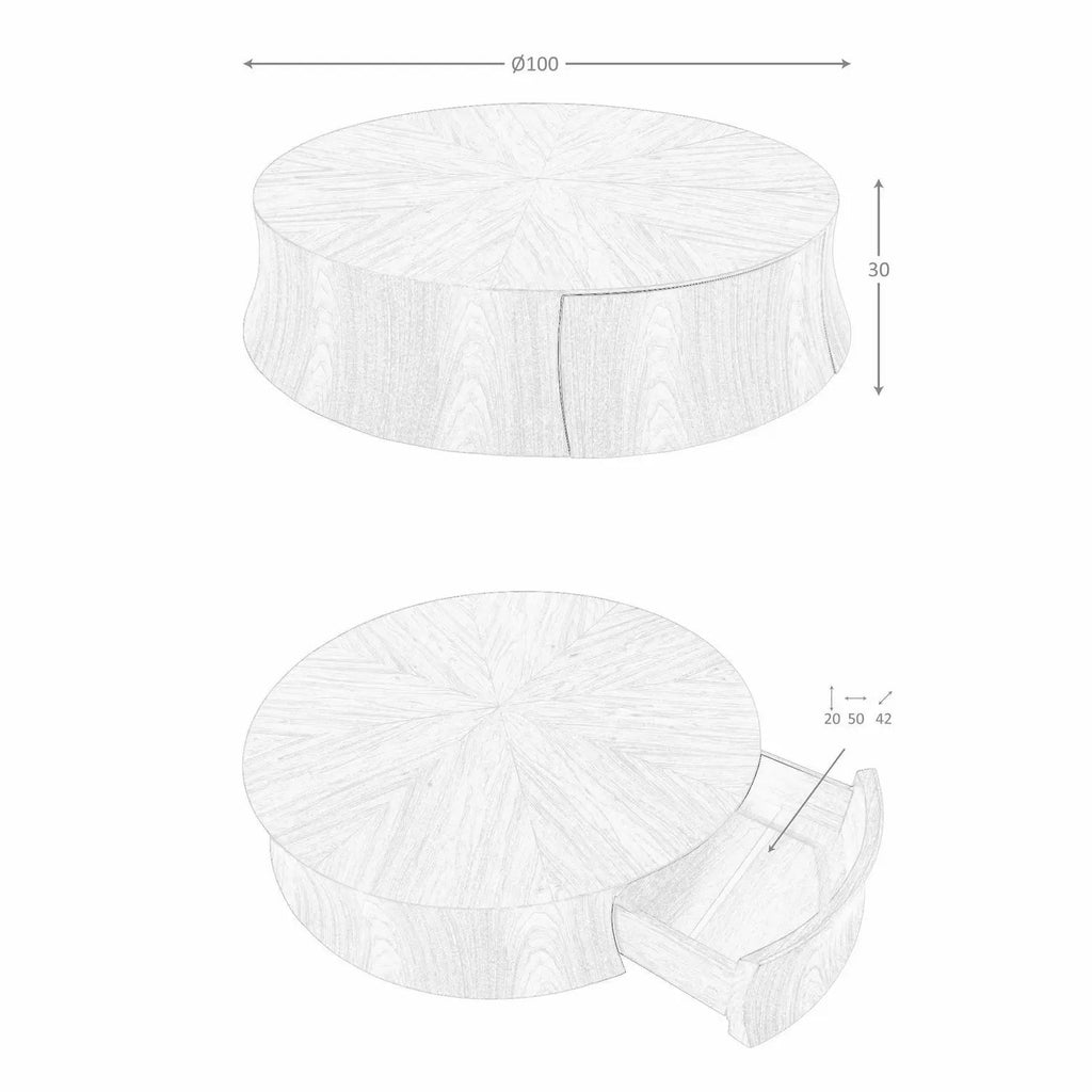 able basse ronde en noyer Angel cerda