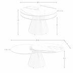 Table basse extensible ronde en verre trempé, marbre céramique et acier gris argenté Angel cerda
