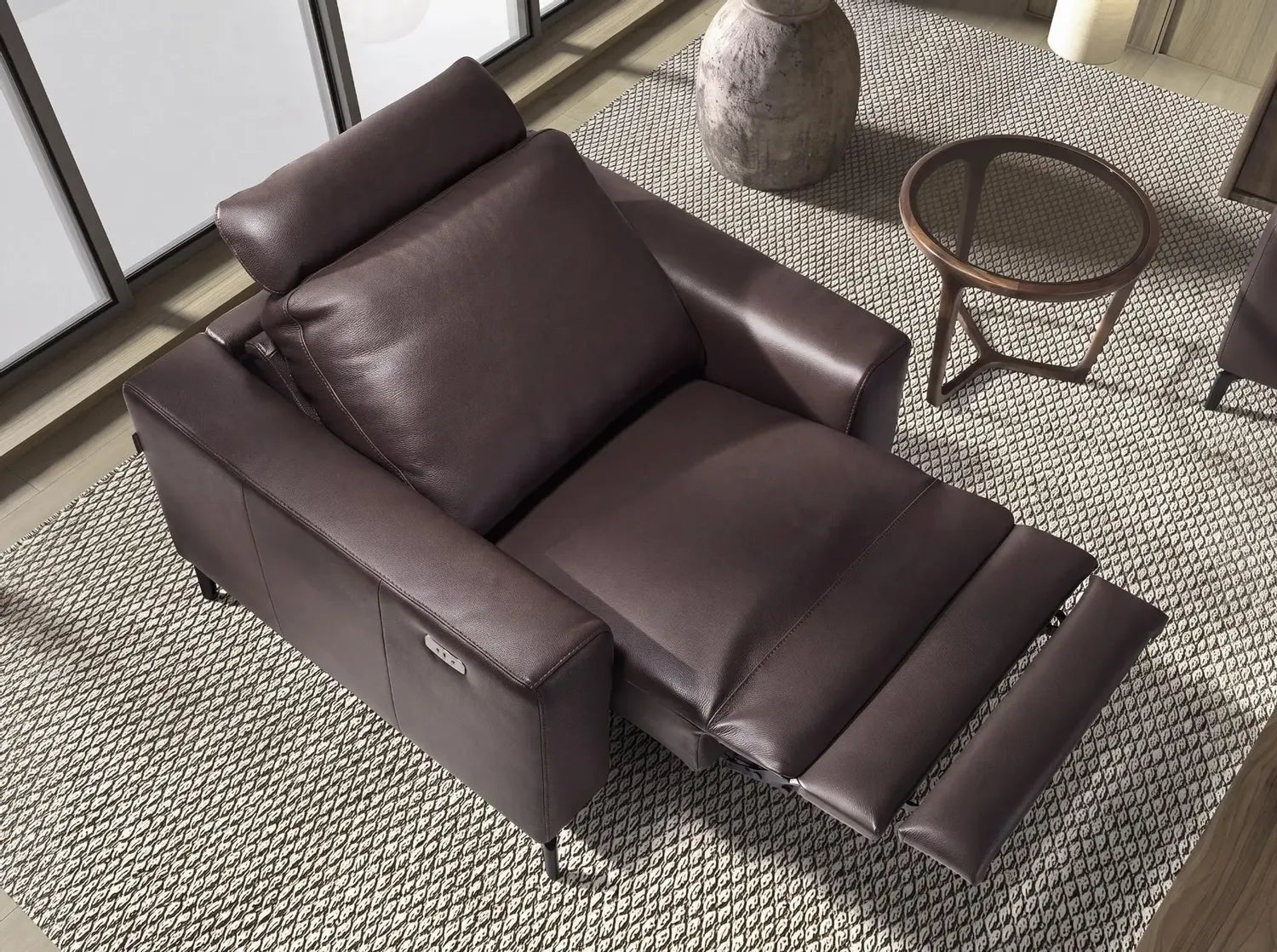 Fauteuil relax en cuir chocolat Angel cerda