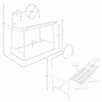 Bureau coiffeuse en noyer avec plateau en bois blanc et miroir Angel cerda