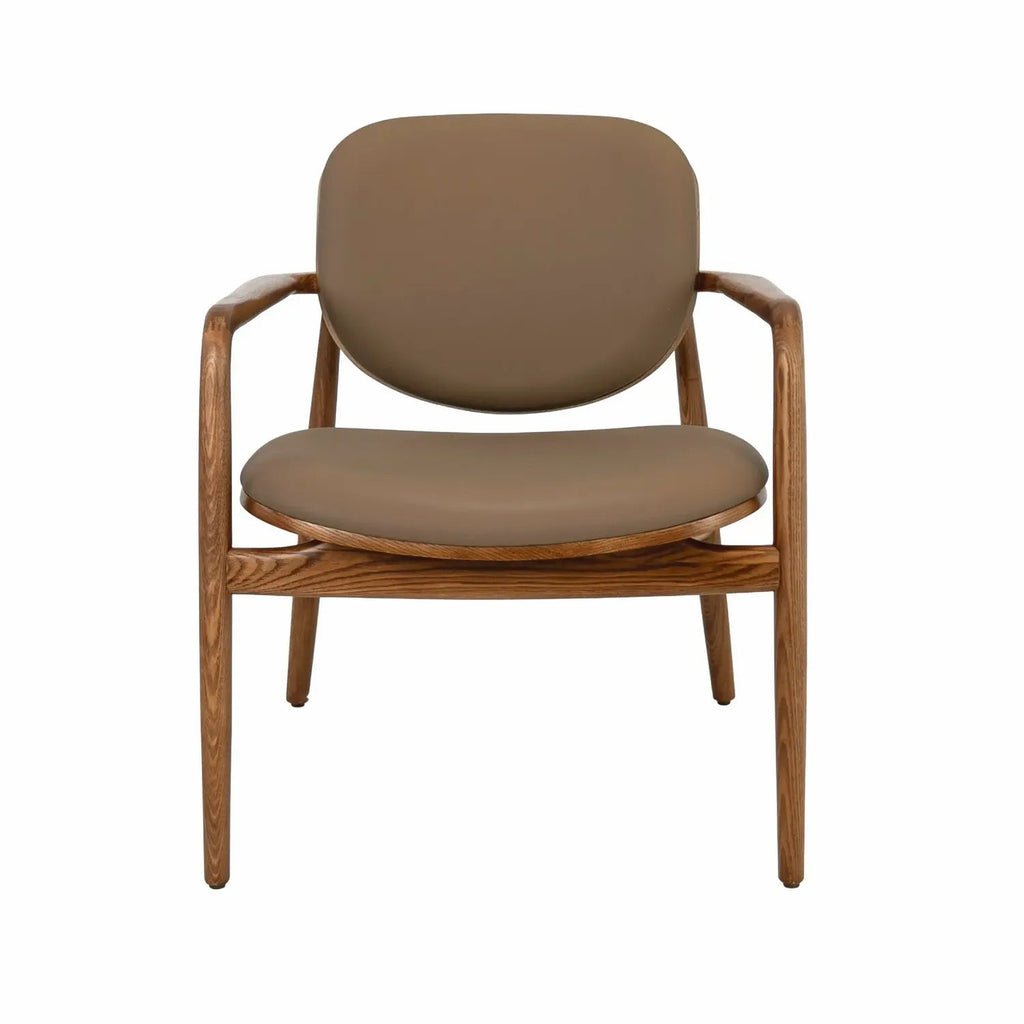 Fauteuil en similicuir taupe et noyer Angel cerda