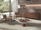 Fauteuil en similicuir taupe et noyer Angel cerda