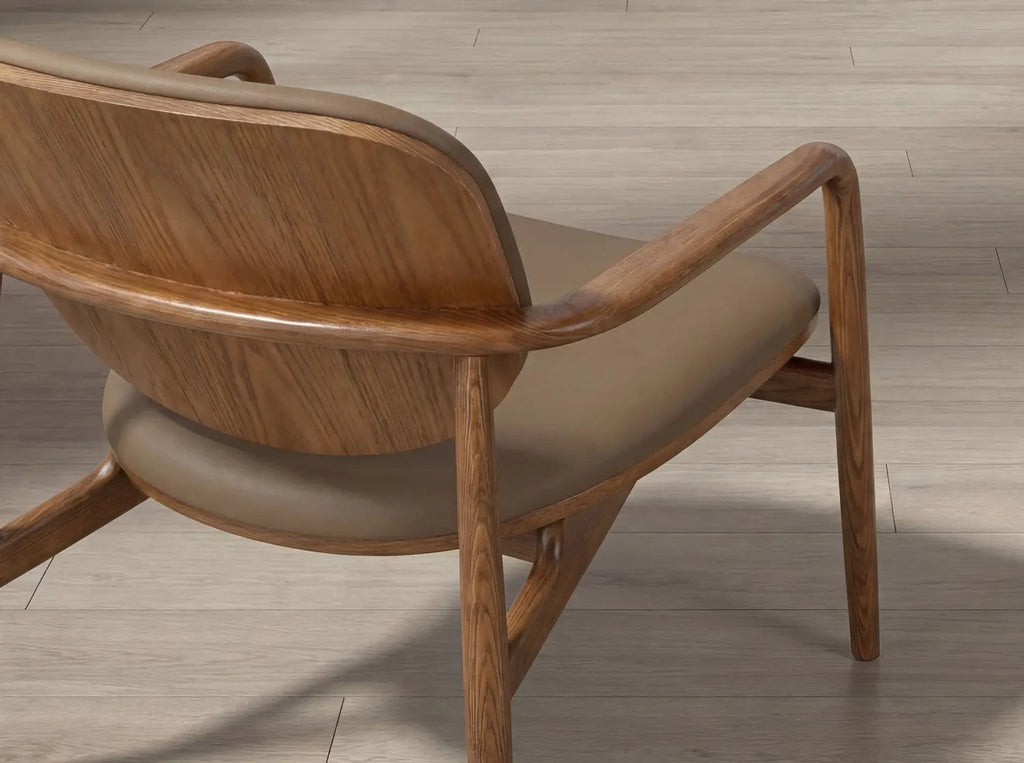 Fauteuil en similicuir taupe et noyer Angel cerda