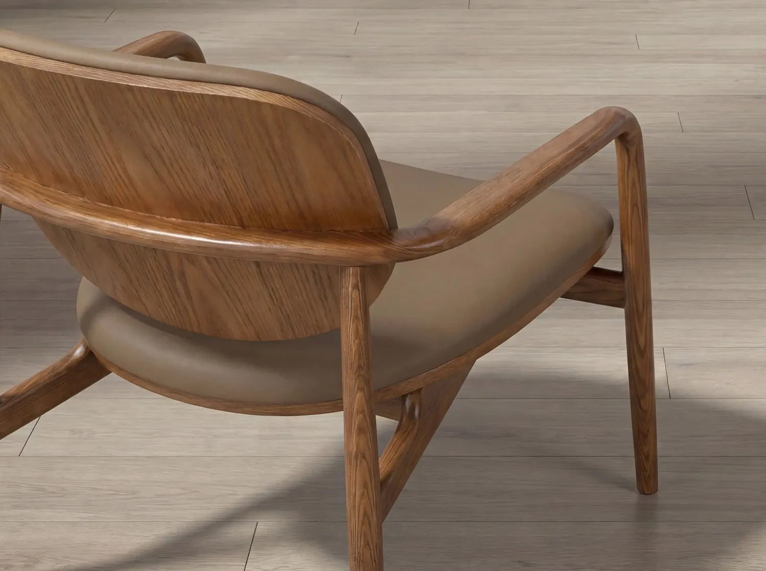 Fauteuil en similicuir taupe et noyer Angel cerda