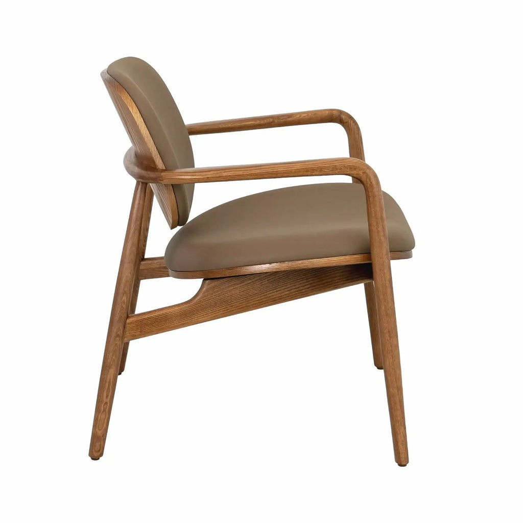 Fauteuil en similicuir taupe et noyer Angel cerda