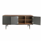 Buffet en bois gris foncé, acier noir et plateau en noyer Angel cerda