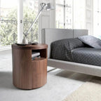 Table de chevet ronde en noyer DecoNovis