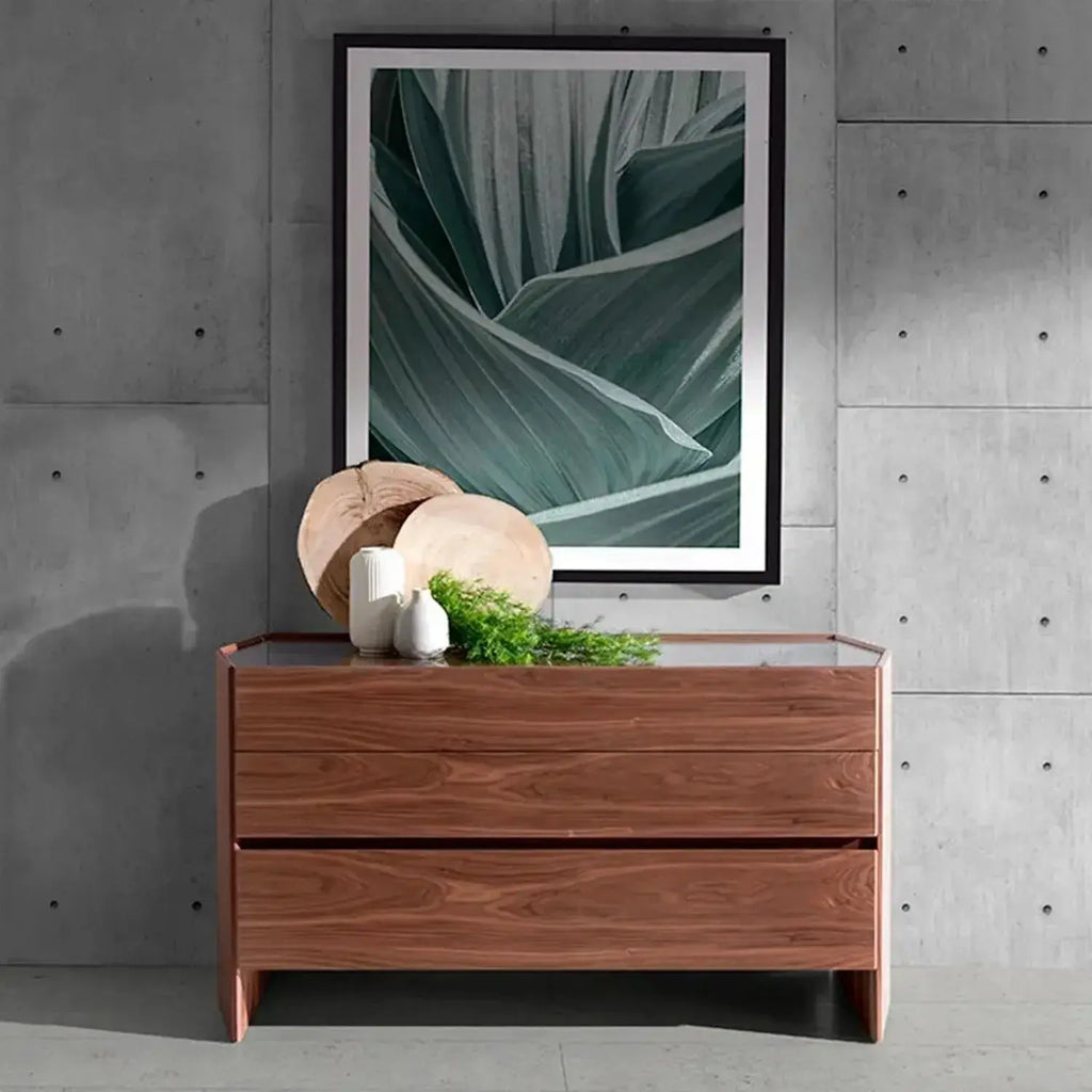 Commode hexagonale en noyer DecoNovis
