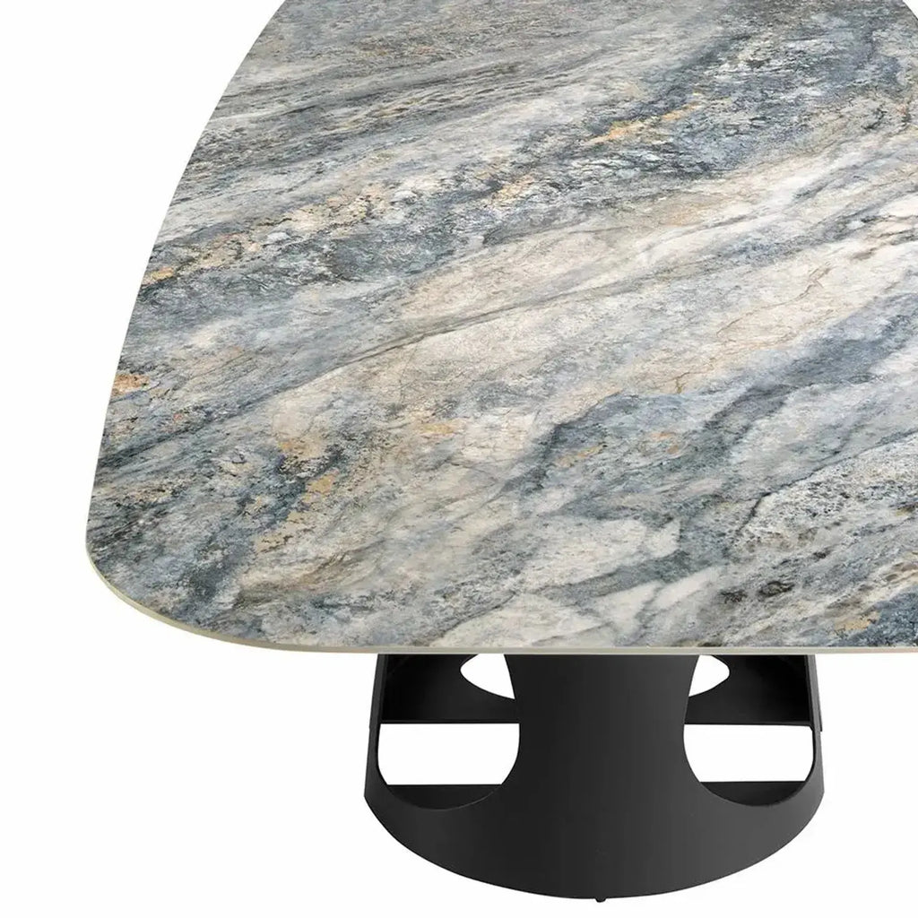 Table à manger ovale en marbre porcelaine DecoNovis