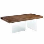 Table à manger en noyer avec pieds en verre DecoNovis
