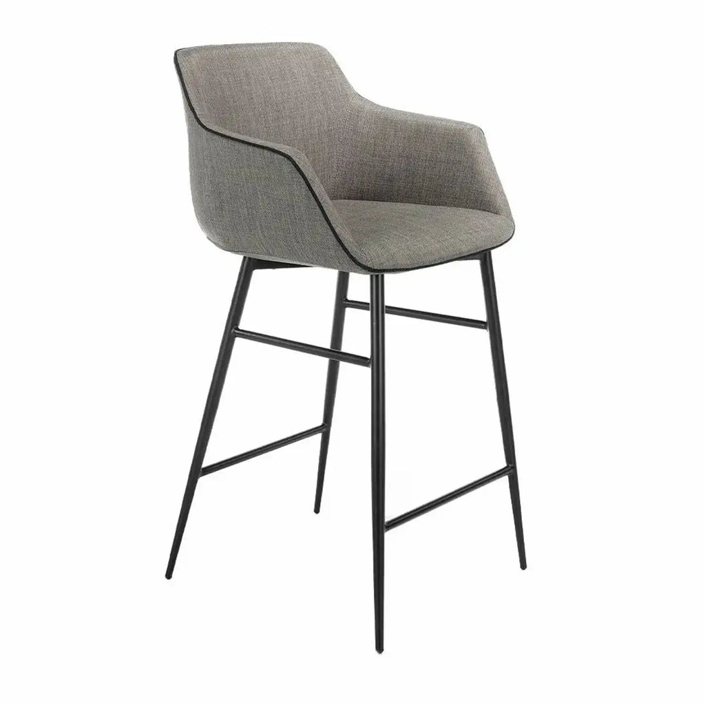 Tabouret en tissu gris et acier noir DecoNovis