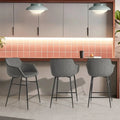 Tabouret en tissu gris et acier noir DecoNovis