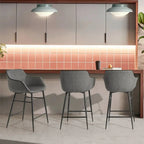 Tabouret en tissu gris et acier noir DecoNovis