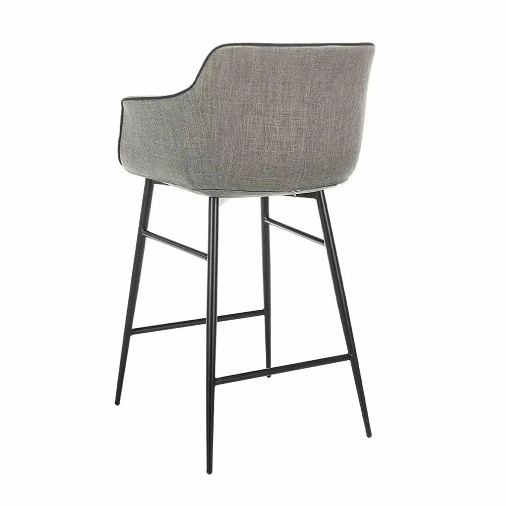 Tabouret en tissu gris et acier noir DecoNovis
