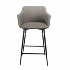 Tabouret en tissu gris et acier noir DecoNovis