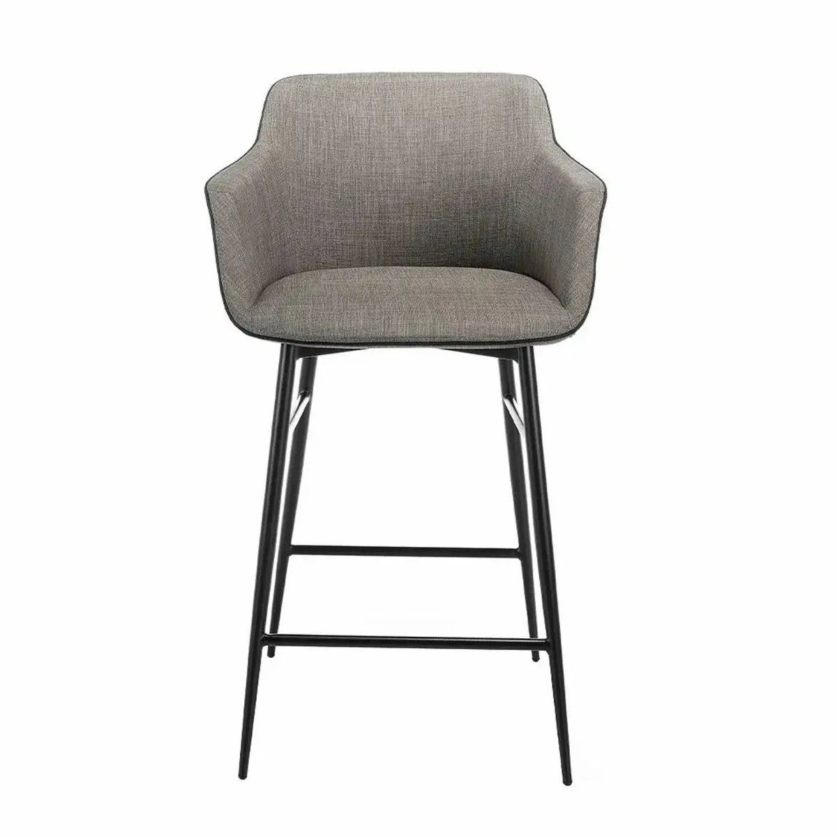 Tabouret en tissu gris et acier noir DecoNovis