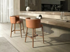 Tabouret en similicuir marron DecoNovis