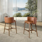Tabouret en similicuir marron DecoNovis