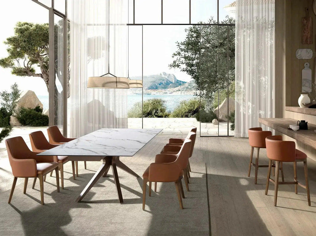Tabouret en similicuir marron DecoNovis