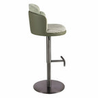 Tabouret pivotant en tissu vert foncé et blanc et similicuir vert oliv DecoNovis