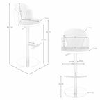 Tabouret pivotant en tissu vert foncé et blanc et similicuir vert oliv DecoNovis
